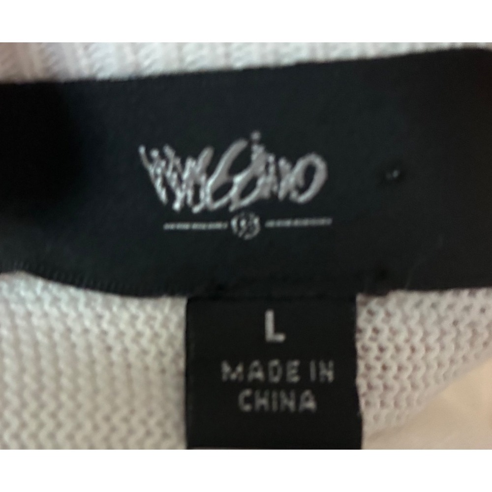 Mossimo Womens Ivory V-Neck Dolman Short Sleeve Open Knit Tunic Sweater Large - Picture 3 of 4